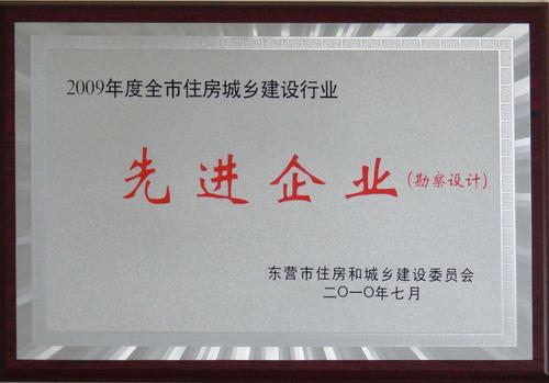 2009年度东营勘察设计行业先进企业.JPG